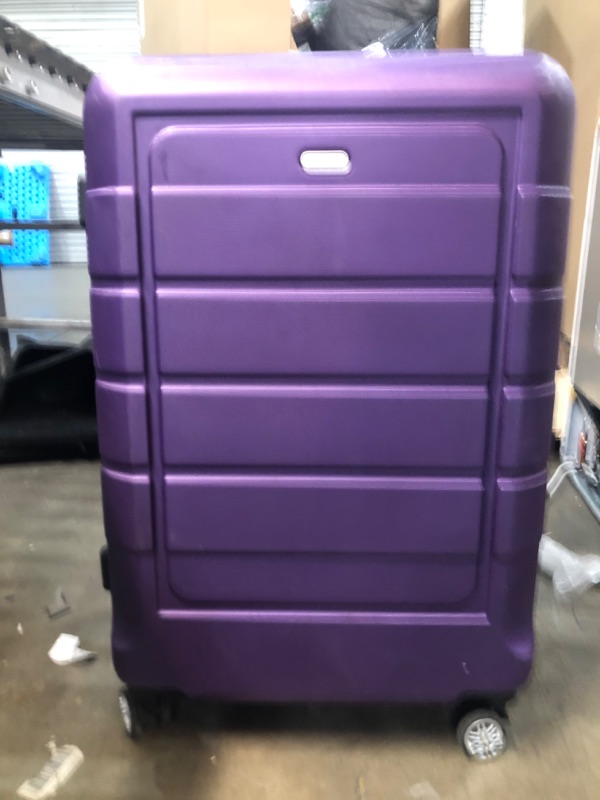 Photo 2 of SHOWKOO Luggage Sets Expandable PC+ABS Durable Suitcase Sets Double Wheels TSA Lock 4 Piece Luggage Set Purple Family set-Purple