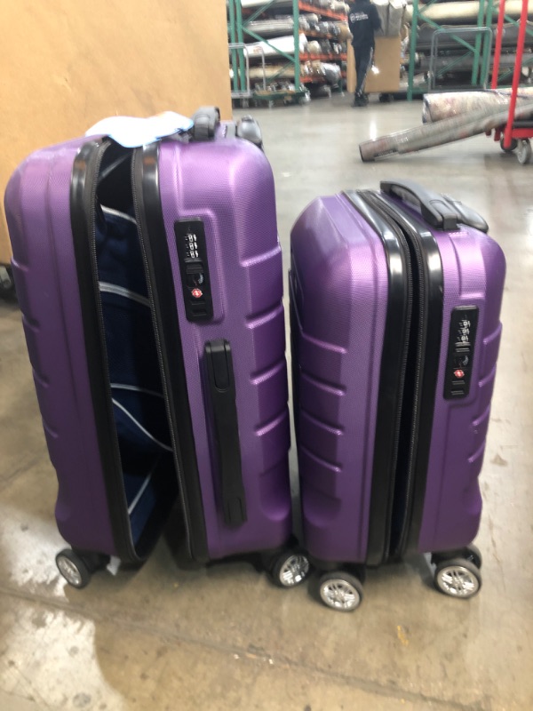 Photo 5 of SHOWKOO Luggage Sets Expandable PC+ABS Durable Suitcase Sets Double Wheels TSA Lock 4 Piece Luggage Set Purple Family set-Purple