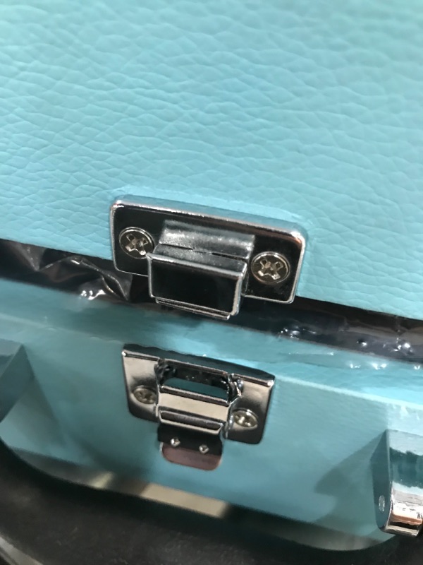 Photo 3 of DAMAGED Victrola Vintage 3-Speed Bluetooth Portable Suitcase Record Player with Built-in Speakers | Upgraded Turntable Audio Sound| Includes Extra Stylus | Turquoise, Model Number: VSC-550BT
**DOES NOT STAY CLOSED**