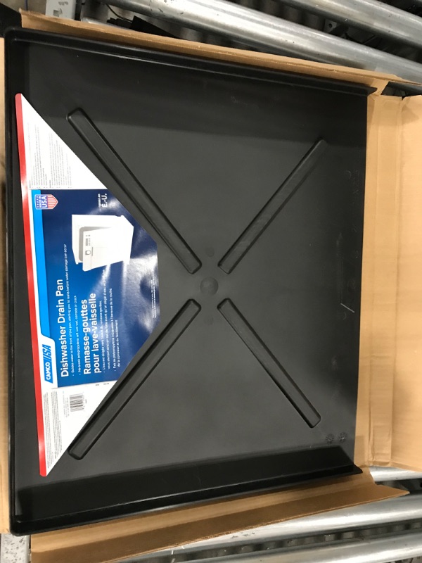 Photo 2 of Camco 20.5-Inches x 24-Inches Dishwasher Drain Pan, Black - Protects Your Floor, Cabinets and Walls from Leaking Dishwashers - Directs Water to The Front for Easy Leak Identification (20602)
