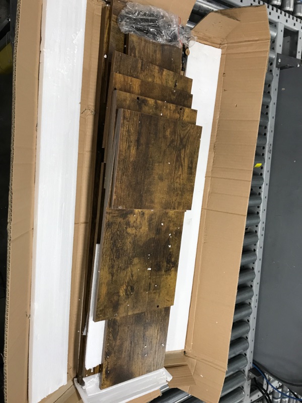Photo 1 of *Loose Hardware/Unknown Missing* Unikito Bookshelf with 2 Drawers, Vintage Open Bookcase, Free Standing Book Shelf Organizer, Industrial Wood Bookshelves Storage Shelf, Book Case for Bedroom, Living Room, Home Office, Rustic Brown
