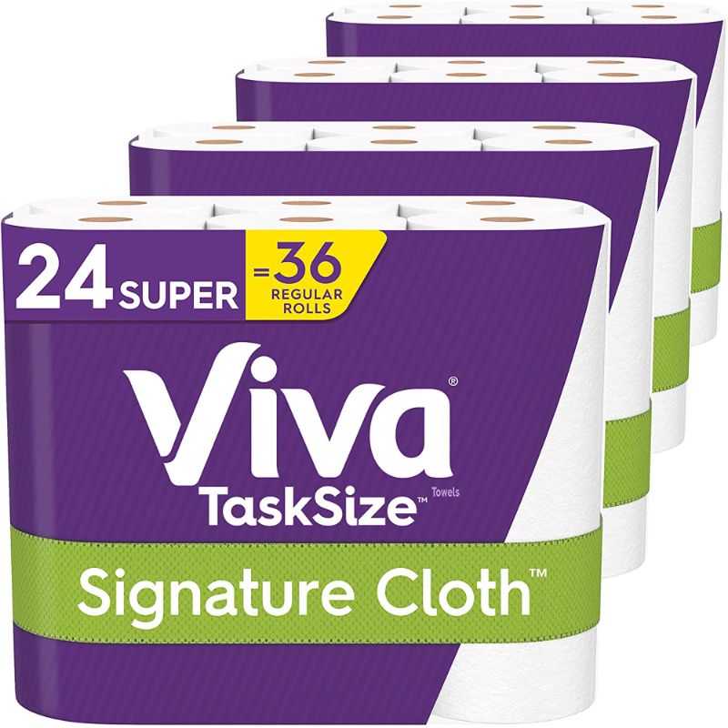 Photo 1 of *One Roll Slightly Cut-See Photos* Viva Signature Cloth Paper Towels, Task Size - 24 Super Rolls (4 Packs of 6 Rolls) = 36 Regular Rolls (81 Sheets Per Roll)
