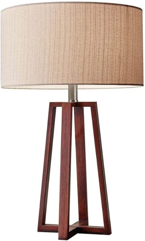 Photo 1 of Adesso 1503-15 Quinn Table Lamp, 23.75 in., 150 W Incandescent/CFL, Walnut Birch Wood, 1 Wooden Lamp
