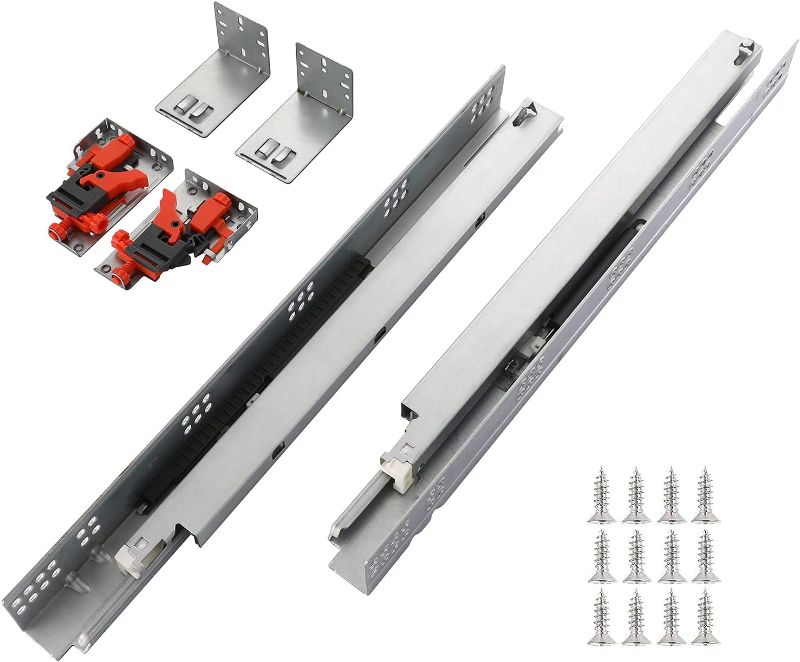 Photo 2 of 6 Pairs of 21 Inch Undermount Soft Close Drawer Slides Full Extension Concealed Drawer Rails with Mounting Screws,3D Locking Device and Brackets
