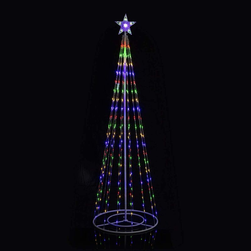 Photo 1 of Alpine Corporation LUC138MC Tall Artificial Christmas Tree with Multi-Color Lights and Star Topper, 28" x 28" x 86"
