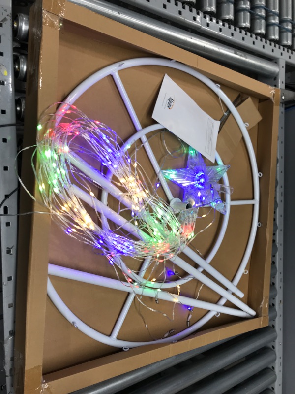 Photo 1 of Alpine Corporation LUC138MC Tall Artificial Christmas Tree with Multi-Color Lights and Star Topper, 28" x 28" x 86"
