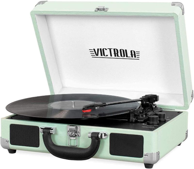 Photo 1 of -USED FOR PARTS-
Victrola Vintage 3-Speed Bluetooth Portable Suitcase Record Player with Built-in Speakers | Upgraded Turntable Audio Sound| Includes Extra Stylus | Mint (VSC-550BT-HOM)
