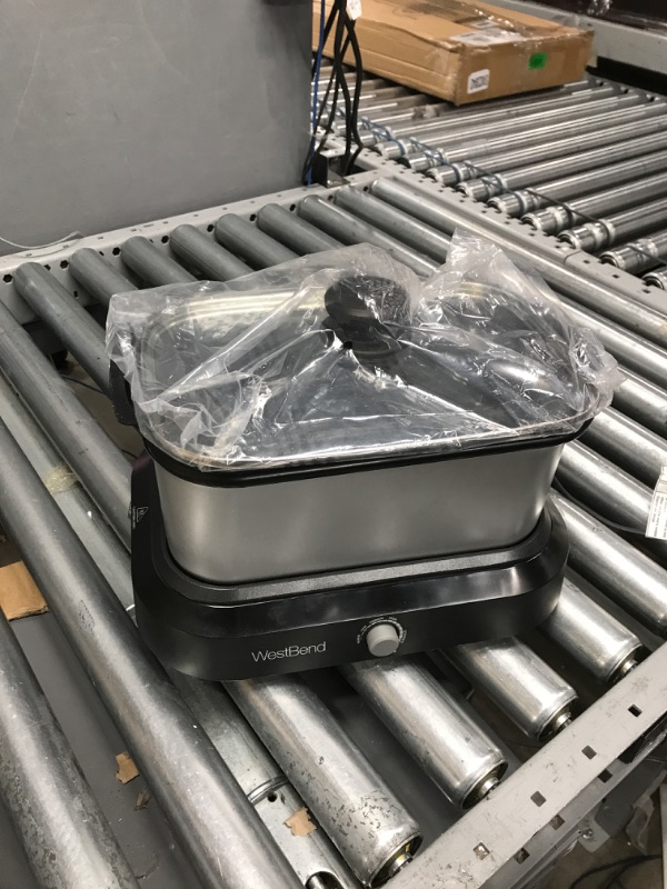 Photo 2 of ***PARTS***  West Bend 87905 Slow Cooker Large Capacity Non-stick Variable Temperature Control Includes Travel Lid and Thermal Carrying Case, 5-Quart, Silver Silver Slow Cooker