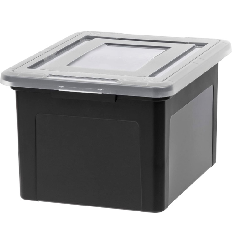 Photo 1 of ***minor damage to lid***  IRIS USA, Inc. Single-Clear Rectangular Letter & Legal Size Plastic Storage Bin Tote Organizing File Box with Durable and Secure Latching Lid