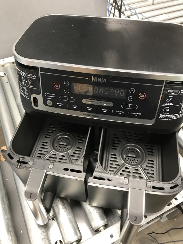 Photo 3 of ***PARTS**** Ninja DZ550 Foodi 10 Quart 6-in-1 DualZone Smart XL Air Fryer with 2 Independent Baskets, Smart Cook Thermometer for Perfect Doneness, Match Cook & Smart Finish to Roast, Dehydrate & More, Grey