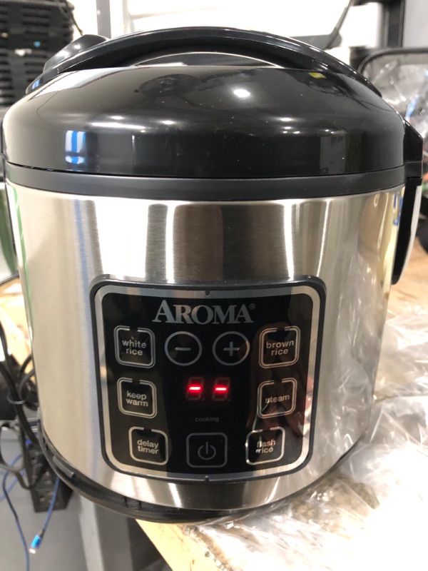 Photo 2 of ***DAMAGED*** Aroma Housewares ARC-914SBD Digital Cool-Touch Rice Grain Cooker and Food Steamer, Stainless, Silver, 4-Cup (Uncooked) / 8-Cup (Cooked) Basic