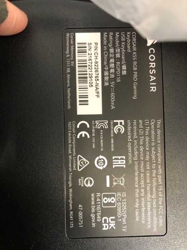 Photo 1 of CORSAIR K55 RGB PRO-Dynamic RGB Backlighting - Six Macro Keys with Elgato Stream Deck Software Integration-IP42 Dust and Spill Resistant-Detachable Palm Rest-Dedicated Media and Volume Keys, Black