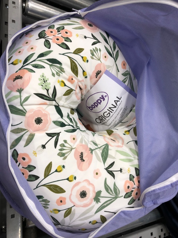 Photo 2 of Boppy Nursing Pillow and Positioner—Original | Pink Garden Flowers | Breastfeeding, Bottle Feeding, Baby Support | with Removable Cotton Blend Cover | Awake-Time Support , 20x16x5.5 Inch (Pack of 1)
