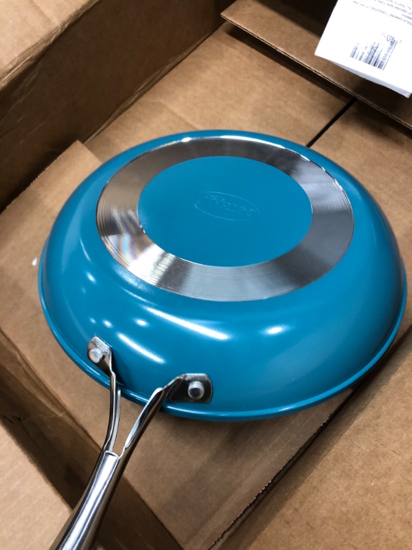 Photo 1 of GOTHAM STEEL 12 Inch Frying Pan Skillet, 12 Inch Nonstick Frying Pan Skillet with Ceramic Coating, Non Stick Skillet, Large Skillet with Stay Cool Handle, Healthy, Oven & Dishwasher Safe-Ocean Blue 12' Fry Pan