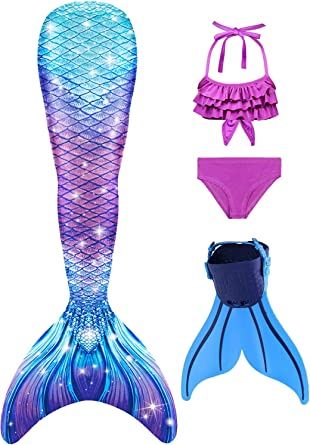 Photo 1 of Mermaid Tails with Mono Fin Sparkle Mermaid Swimsuit for Kids Girls Boys
