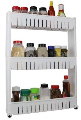 Photo 1 of 3 TIER PLASTIC STORAGE TOWER WITH WHEELS, WHITE
