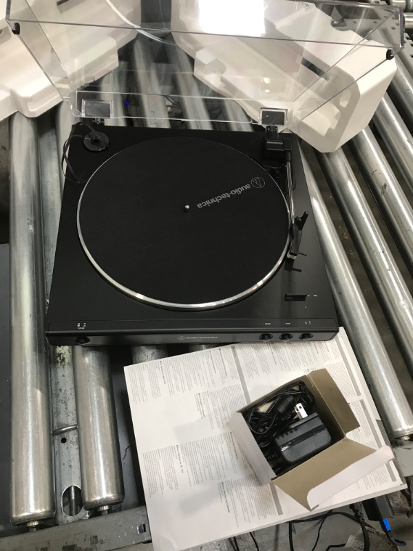 Photo 2 of Audio-Technica AT-LP60X-BK Fully Automatic Belt-Drive Stereo Turntable, Black, Hi-Fi, 2 Speed, Dust Cover, Anti-Resonance, Die-Cast Aluminum Platter
