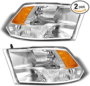 Photo 1 of ADCARLIGHTS for 2009-2018 Dodge Ram Headlight Assembly compatible with 2009-2018 Ram 1500 / 2010-2018 Ram 2500 3500 Chrome Housing Amber Reflector Headlamp Replacement Left and Right
