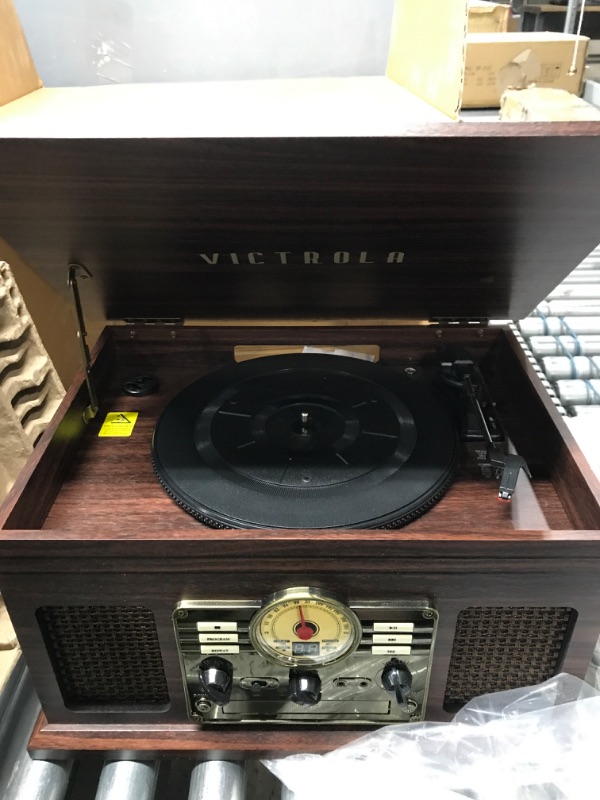 Photo 2 of Victrola Nostalgic 6-in-1 Bluetooth Record Player & Multimedia Center with Built-in Speakers - 3-Speed Turntable, CD & Cassette Player, AM/FM Radio | Wireless Music Streaming | Espresso Espresso Entertainment Center