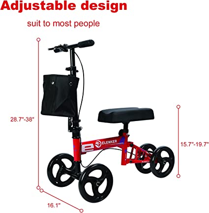 Photo 1 of (Parts only)ELENKER Economy Knee Scooter, Steerable Knee Walker, Foldable Knee Scooters for Foot Injuries Best Crutches Alternative (Red)