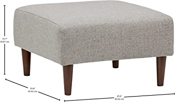 Photo 1 of Amazon Brand – Rivet Ava Mid-Century Modern Upholstered Ottoman, 25.6"W x 15.7"H, Light Grey Small Light Grey