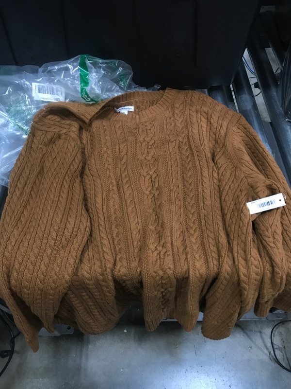 Photo 1 of Amazon Essentials Women's Fisherman Cable Long-Sleeve Crewneck Sweater (Available in Plus Size) 5X Dark Chestnut Brown Heather