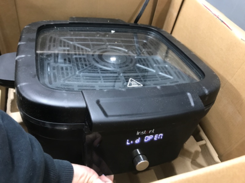 Photo 2 of Instant 6-in-1 Indoor Grill and Air Fryer with Bake, Roast Reheat & Dehydrate, From the Makers of Instant Pot, with Odor-Reducing Filter, Clear Cooking Window, and Removable Lid for Easy Cleaning Indoor Grill Indoor Grill/Air Fryer