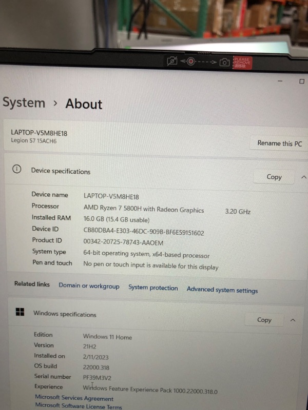 Photo 13 of Lenovo - Legion Slim 7 - Gaming Laptop - AMD Ryzen 7 5800H - 16GB DDR4 RAM - 2 x 1TB NVMe TLC SSD - NVIDIA GeForce RTX 3060 Max-Q Graphics - 15.6" FHD 165 Hz - Windows
