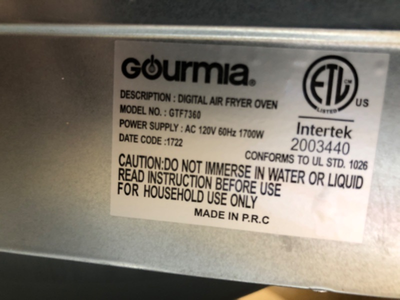 Photo 5 of *UNFUNCTIONAL*-Gourmia GTF7360 12-in-1 Digital Air Fryer Oven