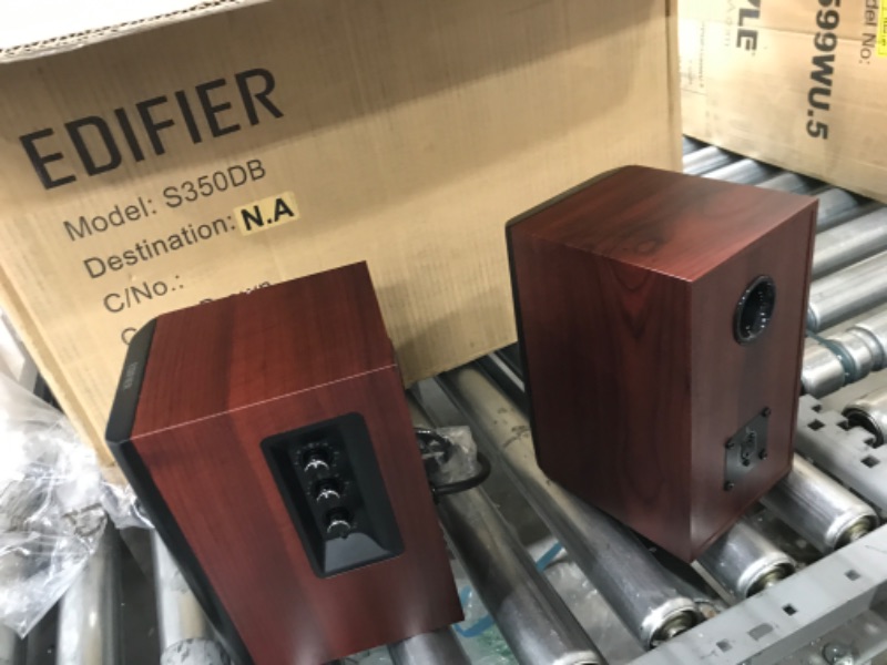 Photo 2 of Edifier S350DB Bookshelf Speaker and Subwoofer 2.1 Speaker System Bluetooth Wireless Red-brown