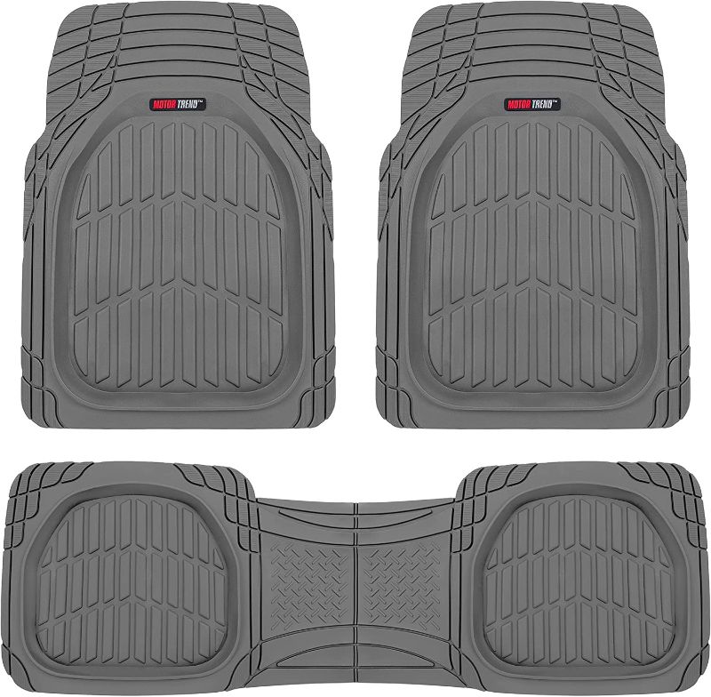 Photo 1 of Motor Trend 923-GR Gray FlexTough Contour Liners-Deep Dish Heavy Duty Rubber Floor Mats & Van-All Weather Protection Trim & Premium FlexTough All-Protection Cargo Liner Trunk Mat, GRAY, 54" x 37"