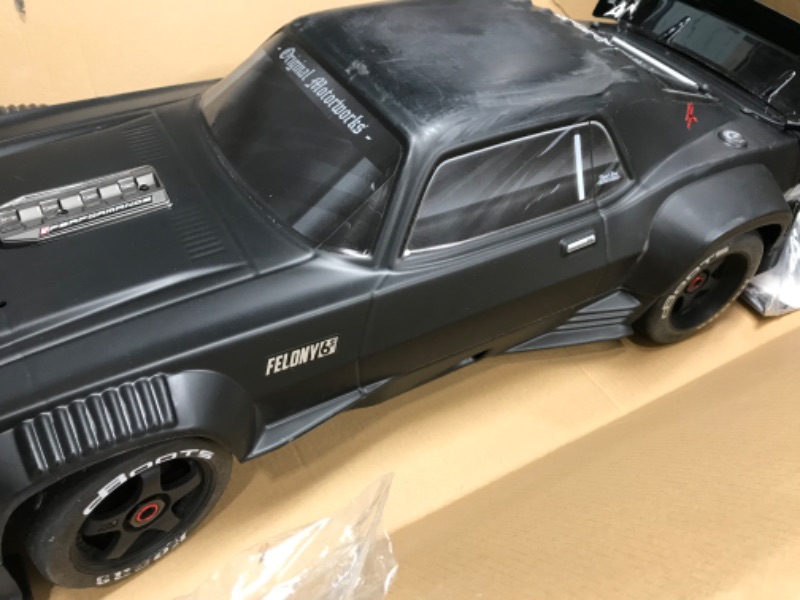 Photo 2 of ARRMA 1/7 Felony 6S BLX Street Bash All-Road Muscle Car RTR (Ready-to-Run Transmitter and Receiver Included, Batteries and Charger Required), Black, ARA7617V2T1