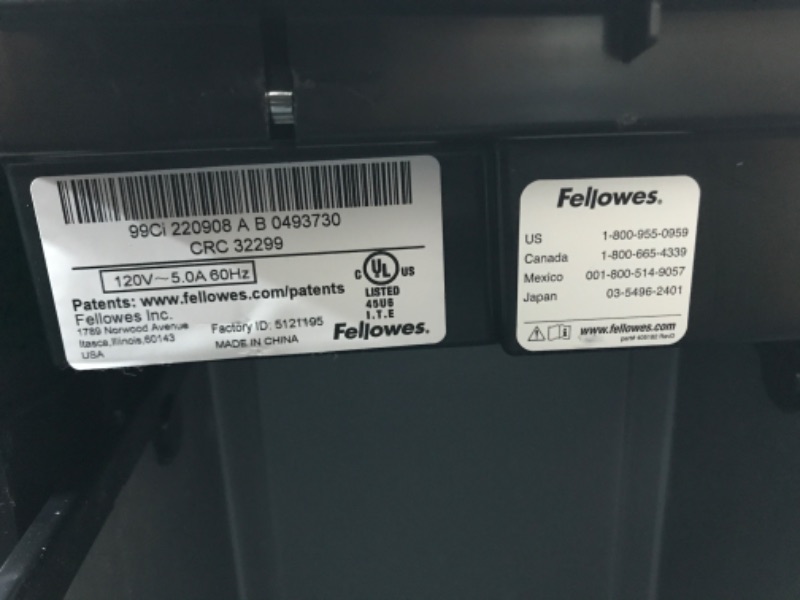 Photo 6 of Fellowes Powershred 99Ci 18-Sheet Capacity, 100% Jam Proof Cross-Cut Paper Shredder, Black/Gray 18 Sheet