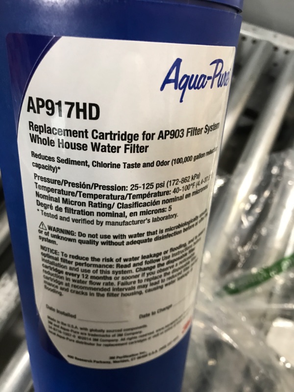 Photo 3 of 3M Aqua-Pure Whole House Sanitary Quick Change Replacement Water Filter AP917HD, For Aqua-Pure System AP903, Reduces Sediment, Chlorine Taste and Odor Replacement Cartridge Replacement