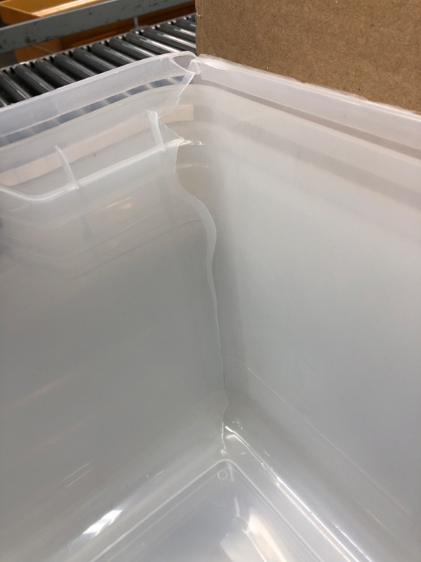 Photo 4 of *1 BIN IS DAMAGED*Rubbermaid Cleverstore Clear Plastic Storage Bins with Lid, 95 Qt-4 Pack, 4 Count 95 Qt - 4 Pack