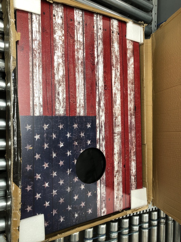 Photo 2 of *WOOD HAS A CRACK BUT IN GOOD CONDITION*
GoSports Classic Cornhole Set – Includes 8 Bean Bags, Travel Case and Game Rules (Choice of style) 3’x2’ American Flag