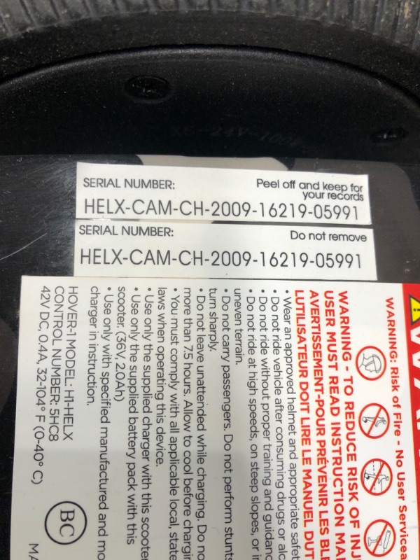 Photo 4 of !usb charging port is ripped off,charger is missing!
Hover-1 Helix Electric Hoverboard | 7MPH Top Speed, 4 Mile Range, 6HR Full-Charge, Built-in Bluetooth Speaker, Rider Modes: Beginner to Expert Hoverboard Camo