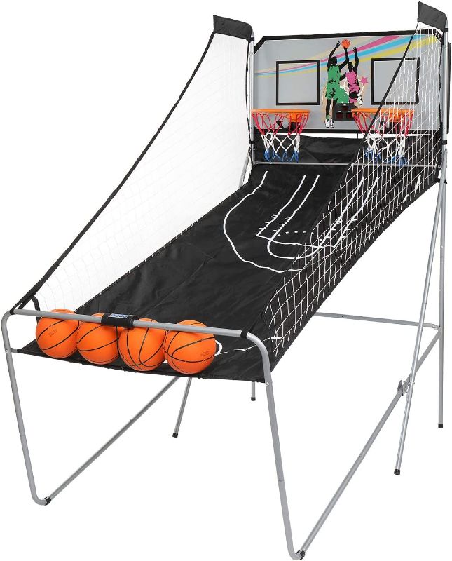 Photo 1 of Foldable Basketball Arcade Game w/6 Balls, Dual Shot,, Indoor Electronic Basketball Game for Kids, Adults