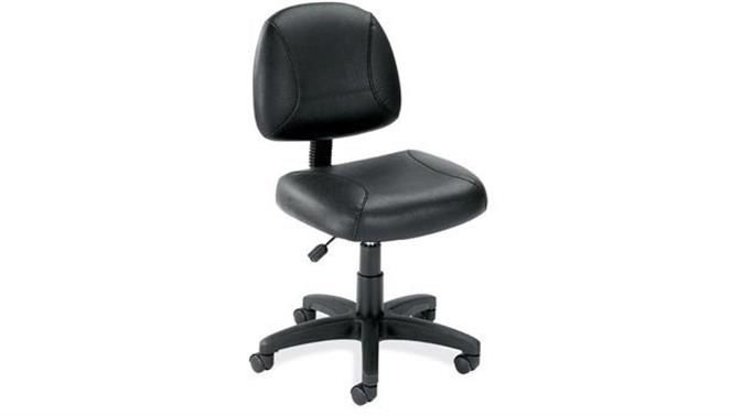 Photo 1 of Black Leather Armless Task Chair by Office Source Furniture