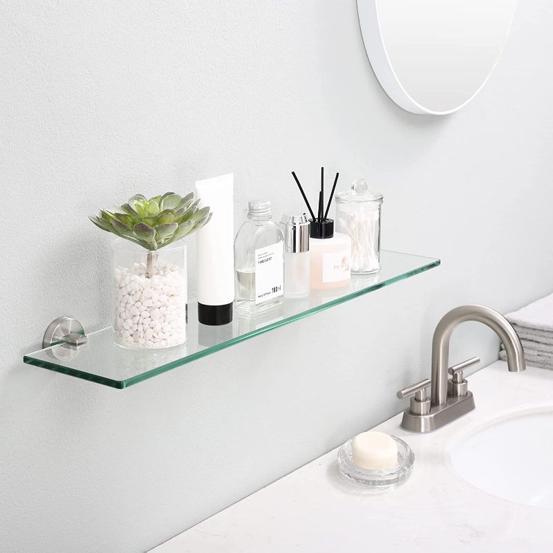 Photo 1 of KES Glass Bathroom Shelf, 23.6 Inches Glass Shelf for Bathroom with Tempered Glass Floating Shelves Bathroom SUS 304 Stainless Steel Wall Mount Brushed...
