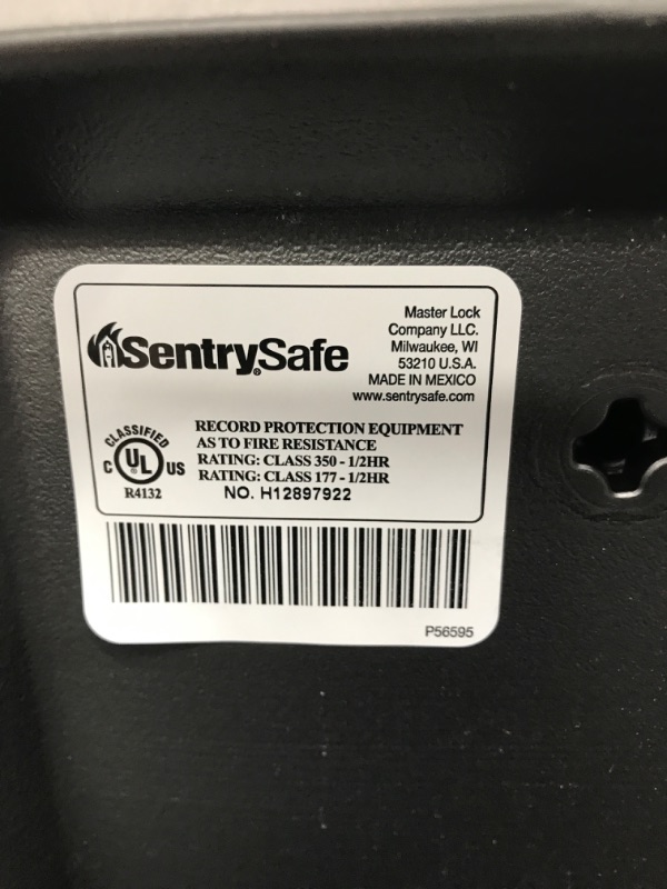 Photo 2 of ***NO KEY*** SentrySafe Fireproof and Waterproof Safe Box with Key Lock, Fire and Water Chest Safe for Home, 0.28 Cubic Feet, 6.6 x 15.4 x 14.3 Inches, CFW20201 1 Hr. Fireproof, No Lid Straps