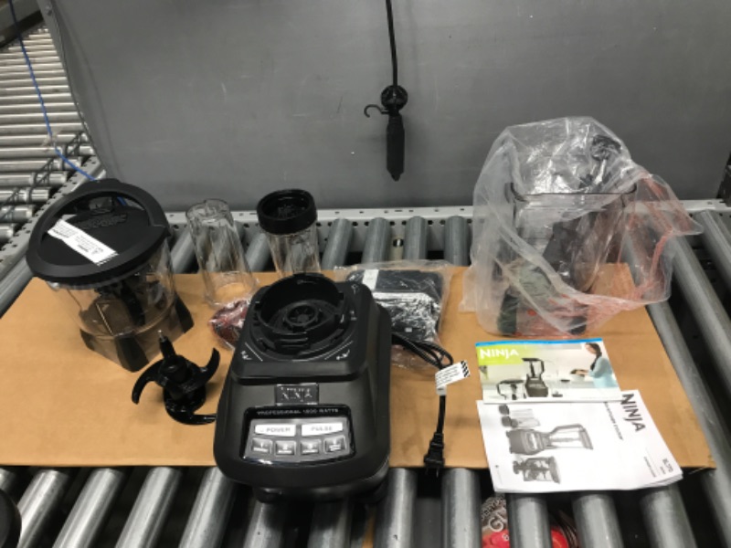 Photo 2 of ***TESTED WORKING*** Ninja BL770 Mega Kitchen System, 1500W, 4 Functions for Smoothies, Processing, Dough, Drinks & More, with 72-oz.* Blender Pitcher, 64-oz. Processor Bowl, (2) 16-oz. To-Go Cups & (2) Lids, Black Black with 2 Nutri Ninja Cups + Lids