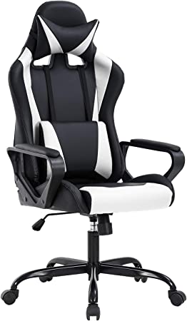 Photo 1 of *NOT exact stock photo, use for reference*
High-Back Gaming Chair PC Office Chair Computer Racing Chair PU Desk Task Chair Ergonomic Executive Swivel Rolling Chair with Lumbar Support for Back Pain Women, Men (White)
