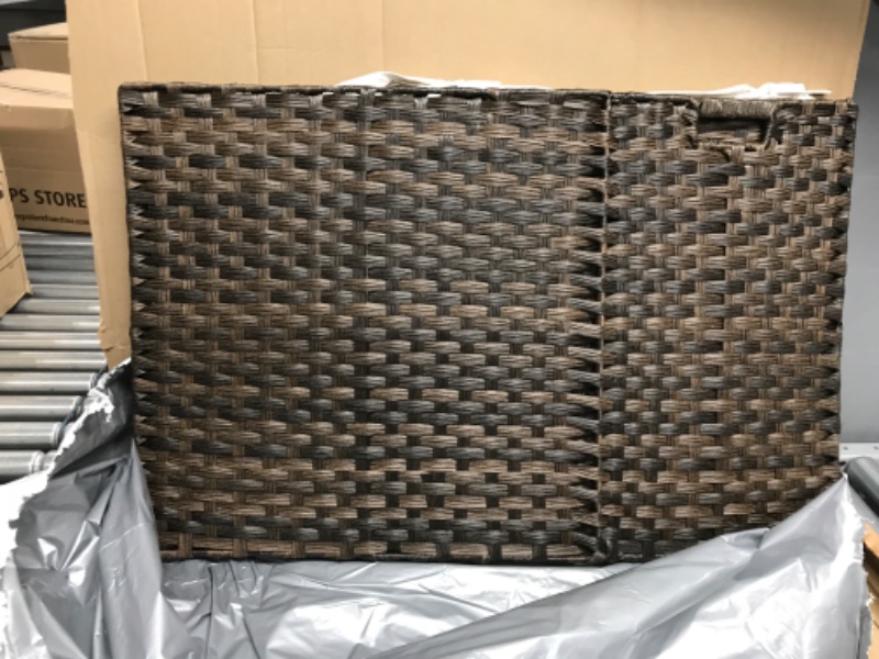 Photo 2 of  Laundry Hamper with Wheel Synthetic Rattan Wicker Handwoven Laundry Basket with Lid and wheel