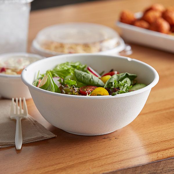 Photo 1 of Eco-Products EP-BL46-C WorldView 46 oz. White Compostable Sugarcane Coupe Bowl - 50/Pack
