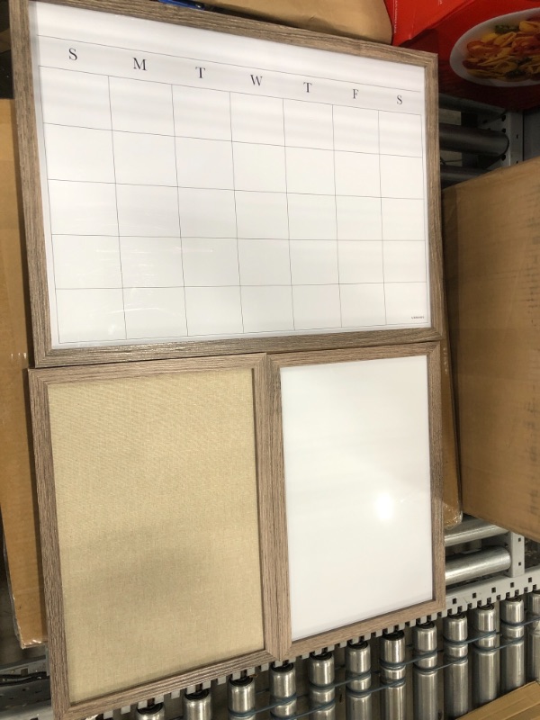 Photo 2 of U Brands 3 Board Wall Organization Center & Magnetic Dry Erase Board Eraser, Felt Bottom Surface, 4.5 x 2.25 x 1 Inches - 581U04-16 Organization Center + Board Eraser