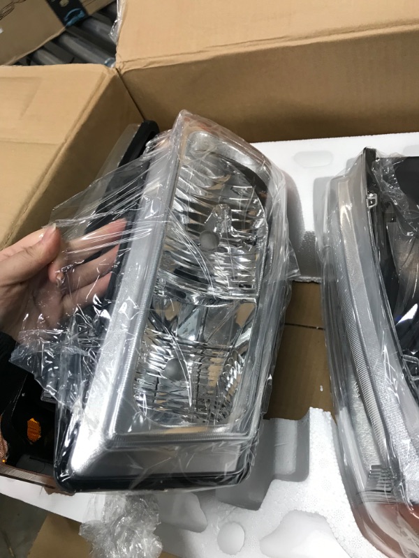 Photo 7 of AS Headlight Assembly for 2003-2006 Chevy Silverado Headlights 1500 2500 3500 Driver and Passenger Side Chrome-1