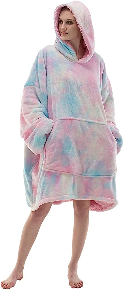 Photo 1 of COSUSKET Adult Hoodie Wearable Blanket, Tie Dye Super Cozy Warm and Oversized Sherpa Blanket Hooded for Women