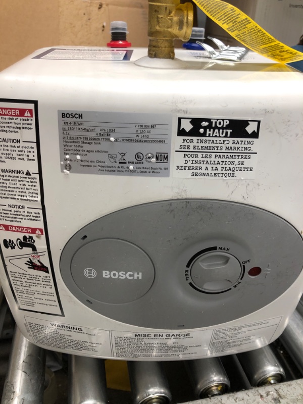 Photo 2 of *** POWERS ON *** Bosch Electric Mini-Tank Water Heater Tronic 3000 T 4-Gallon (ES4) - Eliminate Time for Hot Water - Shelf, Wall or Floor Mounted 4 Gallon