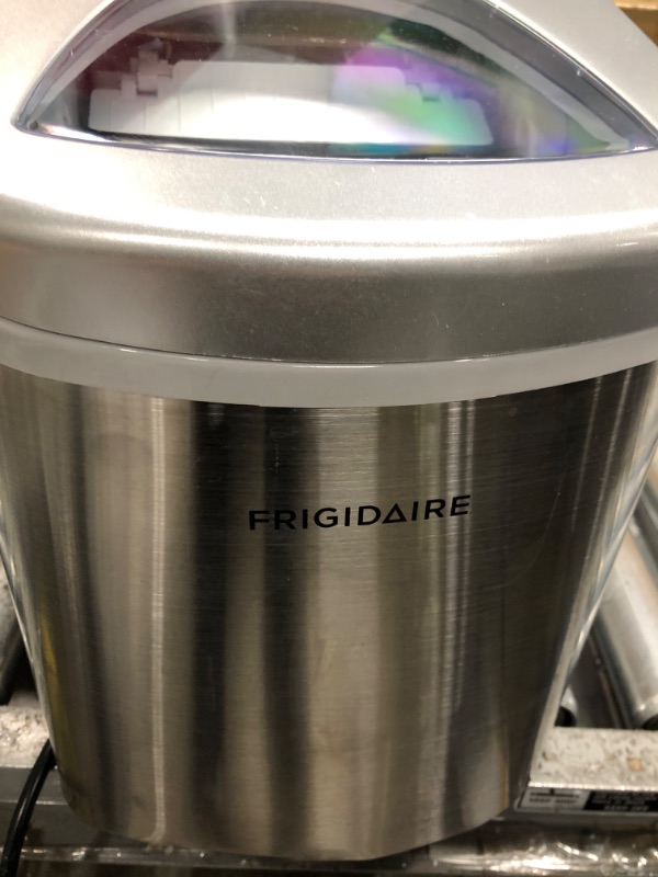 Photo 4 of *** POWERS ON *** Frigidaire Compact Countertop Ice Maker, Makes 26 Lbs. Of Bullet Shaped Ice Cubes Per Day, Silver Stainless